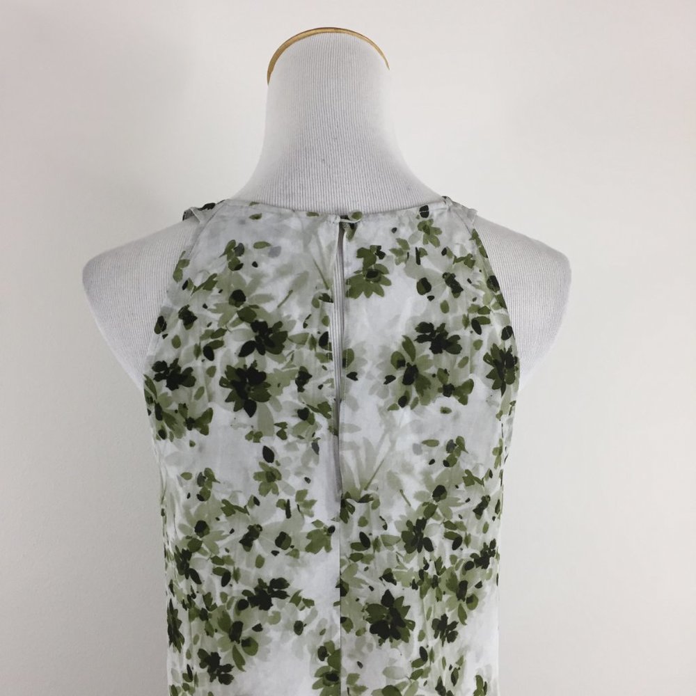 THEORY Gray Green Floral Print KALSTINN Calla 100% Silk High Neck Top - Picture 9 of 10